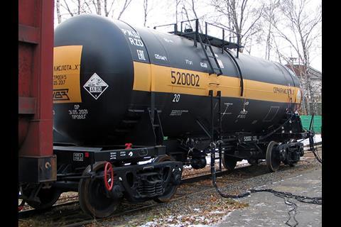 Uralvagonzavod has obtained certification for its Type 15-5200 sulphuric acid tank wagon.